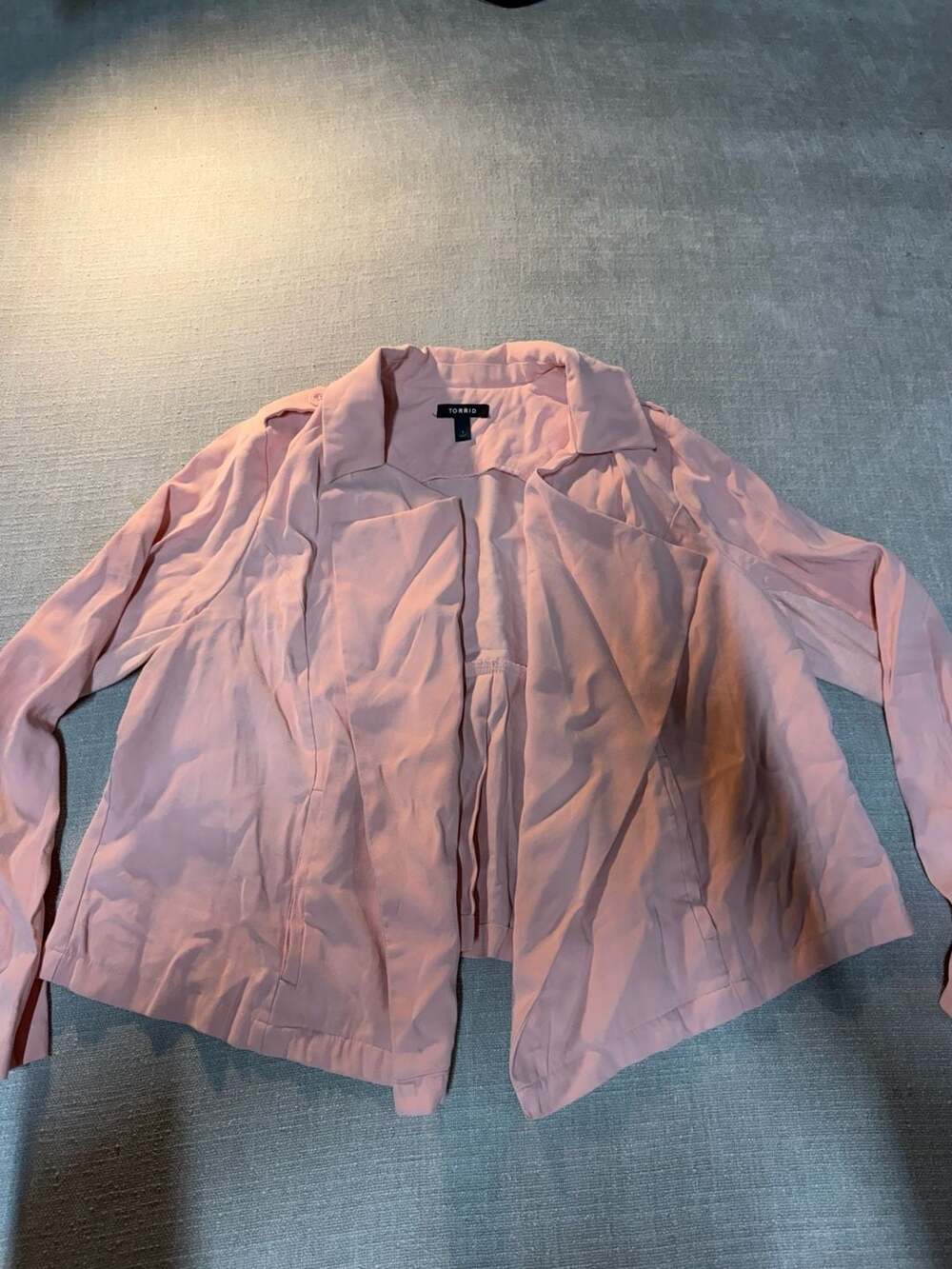 Torrid Pink Soft Drape Open Front Twill Jacket